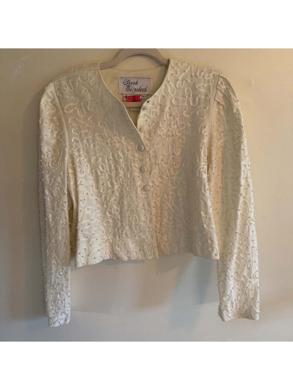 Sarah Elizabeth Pearl Embroidered Henley Blouse Size 8